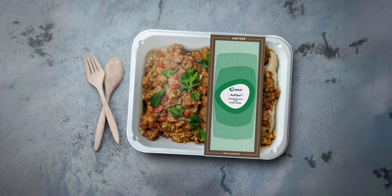 AmFiber paper tray ready meal packaging